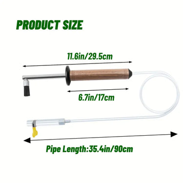 Measurement chart of a product with dimensions labeled in inches and centimeters.
